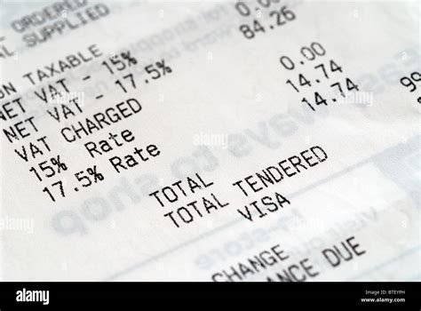 vat tax receipt stock photo alamy