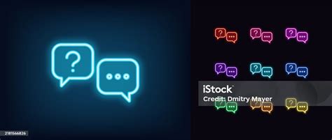 outline neon  chat icon set glowing neon support chat speech