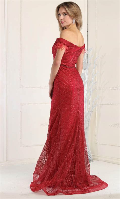 May Queen RQ7963 - Off Shoulder Beaded Long Dress – Couture Candy