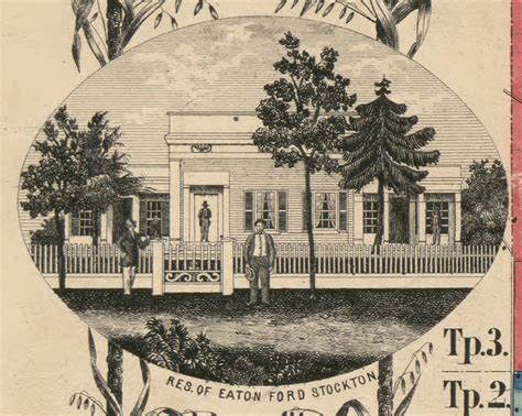 Res. of Eaton Ford, New York 1854 Old Town Map Custom Print