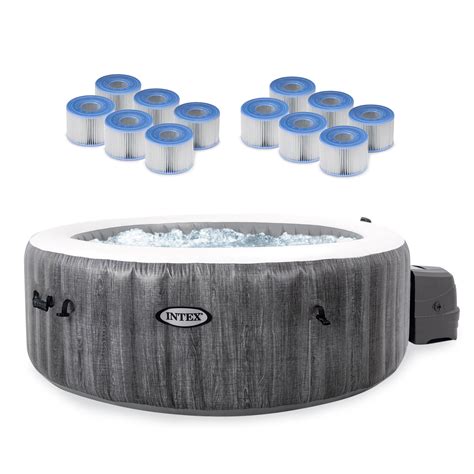 Intex PureSpa Plus Greywood Inflatable Hot Tub Jet Spa W Filter Cartridges Walmart