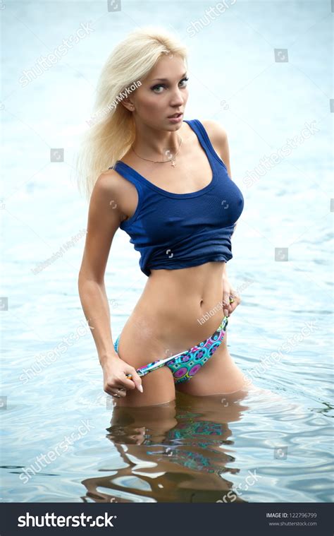 Sexy Blonde Woman Water Wearing Bikini Stock Photo Shutterstock