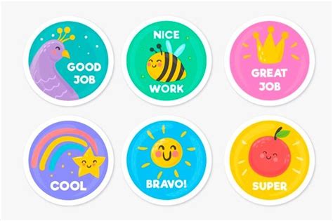 hand drawn good job  great job sticker pack  vector reward
