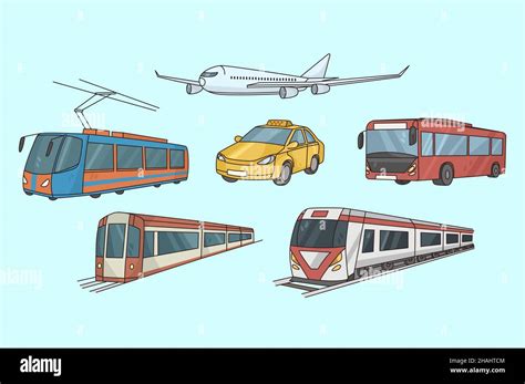 colorful set   urban transport collection  transportation