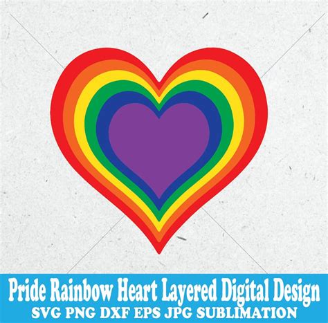 Pride Rainbow Heart SVG Human Rights Svg Clipart Gay Pride Lgbt Lesbian Outlines Heart