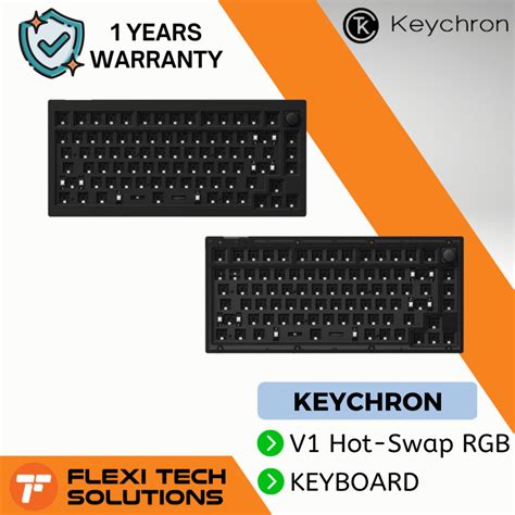 Keychron V Hot Swap Rgb Barebone Knob Mechanical Keyboard Frosted Black Carbon Black Flexi Tech