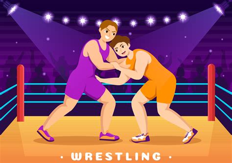 wrestling illustration   fighters boxing competition
