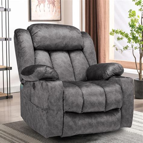 360° Swivel Glider Rocking Recliner Chair Overstuffed Manual Massage Recliner With Heat And