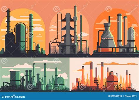 Chemical Industry Picture Of A Chemical Plant Stock Illustration