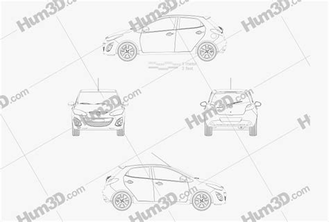 Mazda 2 Demio 5ドア R 2013 設計図