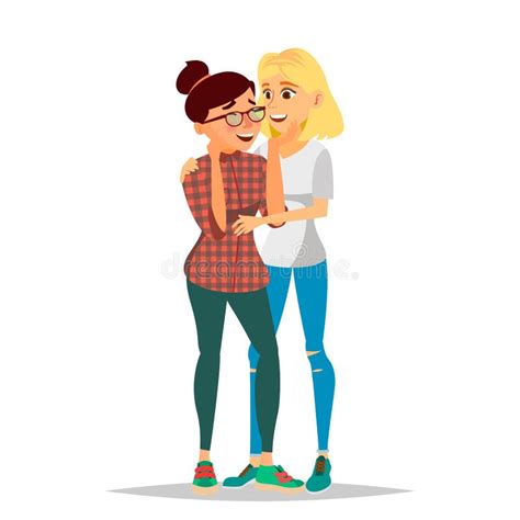 Lesbian Couple Vector Two Hugging Women Same Sex Marriage Homosexual Couple Of Girls LGBT