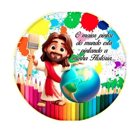 O Maior Pintor Do Mundo Está Pintando A Minha História - Painel 1x1 para Festa Sublimado Redondo Tema: O maior Pintor do Mundo ...