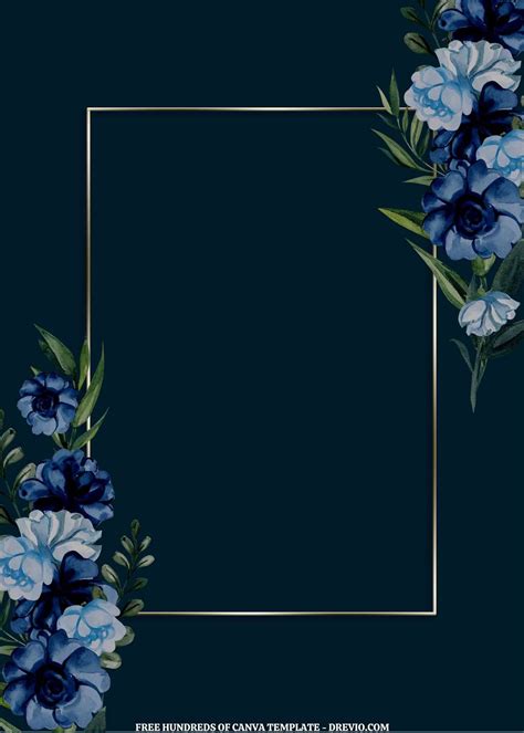 dark blue rose floral wedding invitation templates