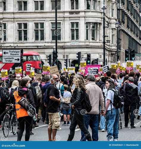 Crowd of People Protesting Black Lives Matter Campaign Central London