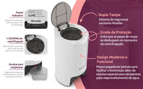Kit Tanquinho E Centrifuga - Kit Tanquinho Mueller Plus 4,5Kg + Centrífuga Fit 12,6Kg