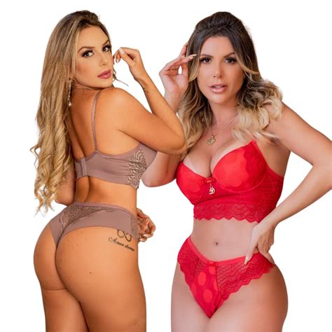 Conjunto Lingerie Renda Suti Bojo E Calcinha Fio Duplo Moda