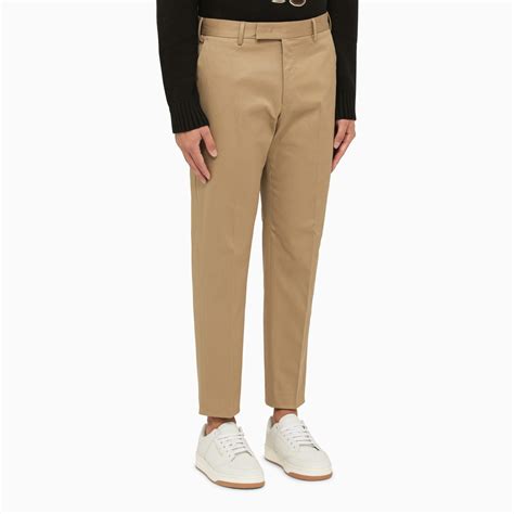 PT Torino Beige Cotton Trousers TheDoubleF