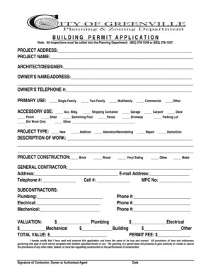 Fillable Online Greenvillems FIRE SUPPRESSION INSTALLATION PERMIT