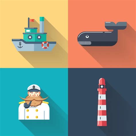 Set Of Sea Ships Maritime Transport In Flat Design Style Stock Vector