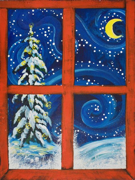 Christmas Paintings On Canvas Holiday Painting Winter Painting