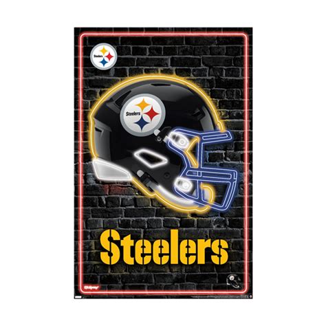 Trends International Nfl Pittsburgh Steelers Neon Helmet 2023 Poster
