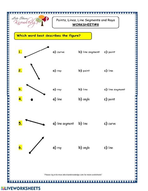 Point Line Line Segment And Ray Worksheet 5526317