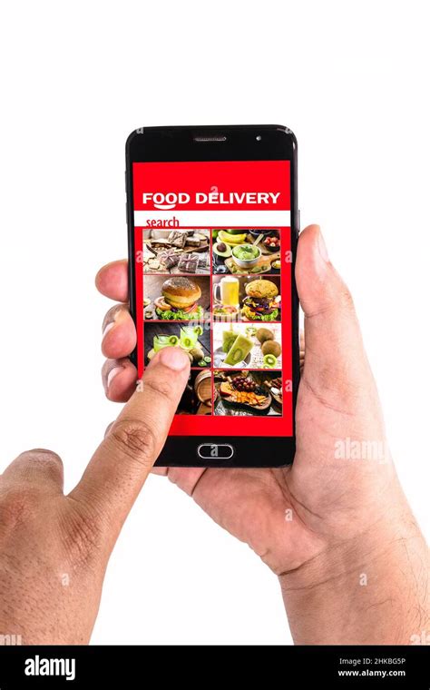 hand clicking  smartphone cell phone screen ordering food  food