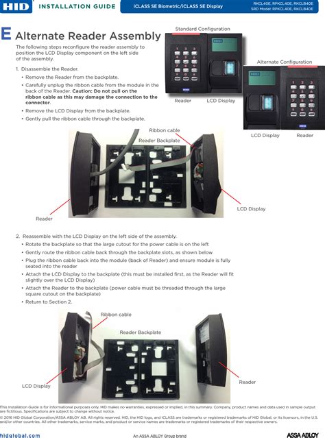 Hid Global Rpkcl E Iclass Reader User Manual Installation Off