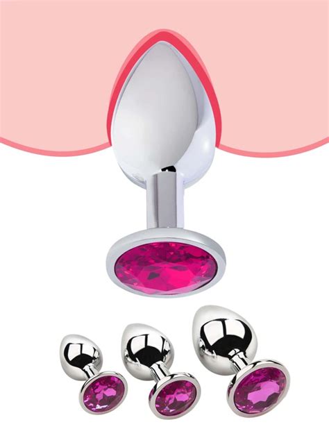 3 Pièces Luxe Bijou Design Fétiche Cœur Métallique anal Plug Anal rose Rouge Mode en ligne