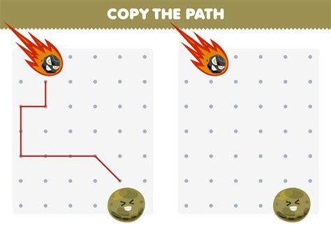 Education Game For Children Copy The Path Help Comet Move To The Planet
