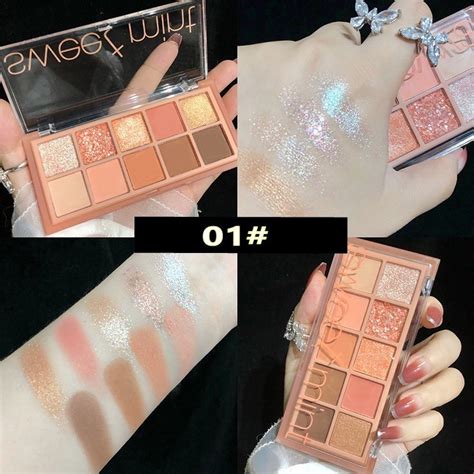 Multi Type Sakura Cherry Pink Nude Eyeshadow Palette Colors Long Lasting Glitter Matte Orange