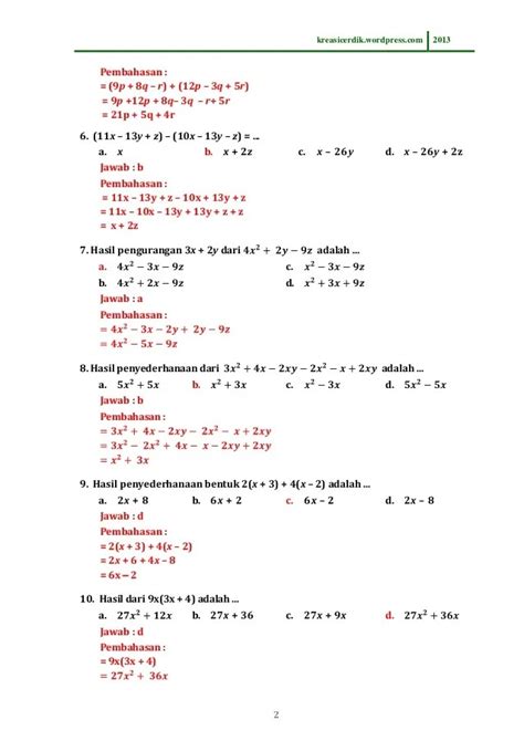 Contoh Soal Olimpiade Matematika Sd Aljabar 821 Soal Dan