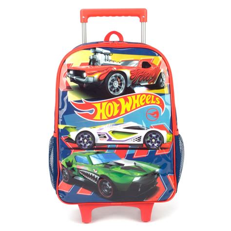 Kit Mochila Rodinha Lancheira E Estojo Hot Wheels Vermelha Shop Macrozao