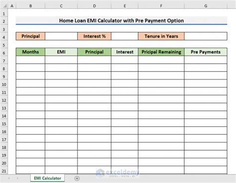 Create Home Loan Emi Calculator In Excel Sheet With Prepayment Option