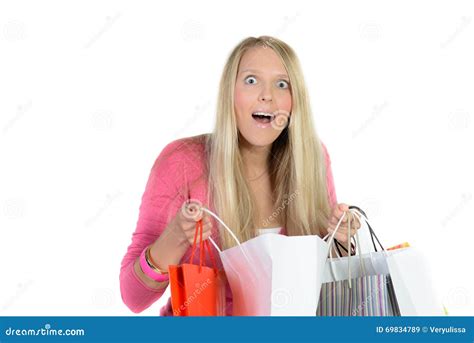 Girl With Many Shopping Bags Stock Image Image Of Person Shopaholic