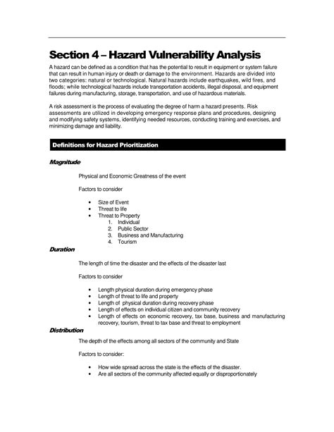 Hazard Vulnerability Analysis Examples Format Pdf