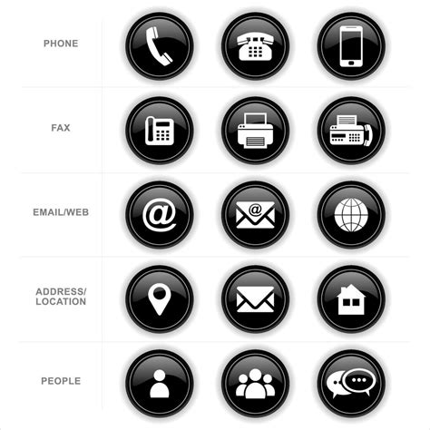 business card contact information icons collection  vector art