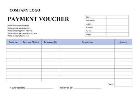 Payment Voucher Template Forms Docs 2023