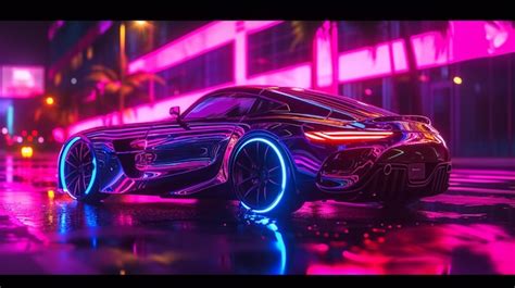 Premium Photo Car On An Rgb Neon Background