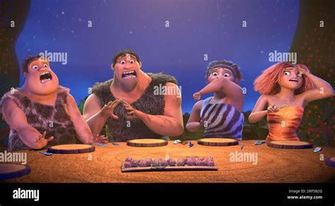 THE CROODS: FAMILY TREE, from left: Thunk (voice: A.J. LoCascio), Grug (voice: Kiff VandenHeuvel ...