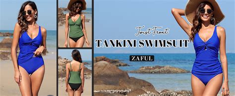 Amazon ZAFUL Women S Tankini Swimsuits Twist Front Tummy Control High Waisted Bikini Sets