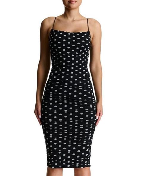 Naked Wardrobe Polka Dot Body Con Midi Dress In Black Lyst