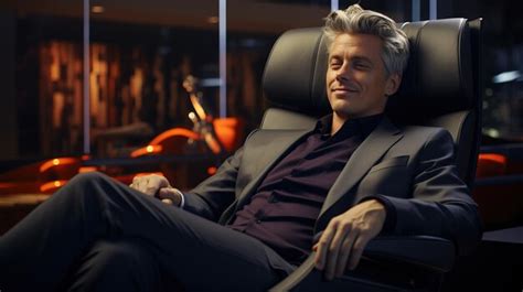 Premium Ai Image Mature Businessman Sitting On Leather Sofa Portrait