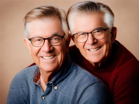 Premium Photo Senior Gay Couple Portrait Of Two Homosexual Men On Beige Brown Background