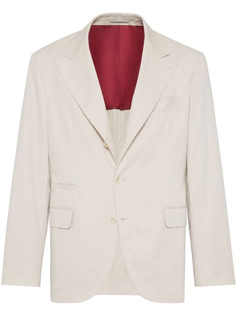 Brunello Cucinelli Dekonstruiertes Gabardine Sakko Mit Gro Em Revers Nude Farfetch De