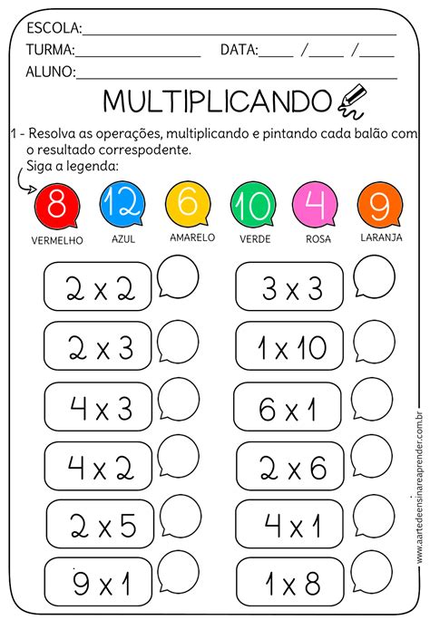 Atividade De Multiplica O Ano Edukita