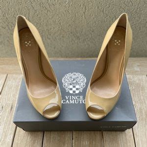 Vince Camuto Shoes Vince Camuto Lorim Nude Peep Toe Platform Heels Soft Patent Leather New