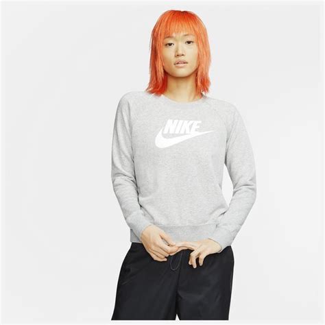 Nike Sweatshirt Nsw Essential Fleece Crew Grau Silber Weiß Damen