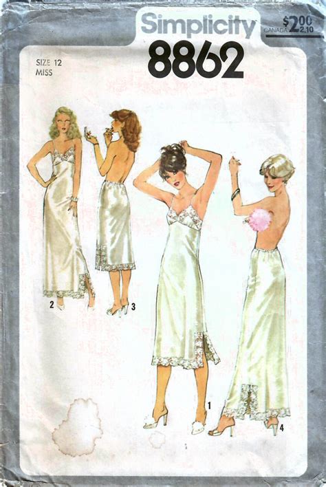 S Simplicity Uncut Vintage Sewing Pattern Misses Lingerie Full Slip Half Slip
