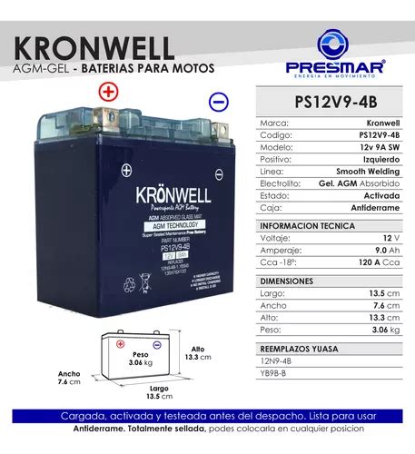 Bateria Kronwell Gel N B Yb B Beta Tr Mebuscar Argentina